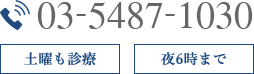 TEL:03-5487-1030 土曜も診療 夜6時まで