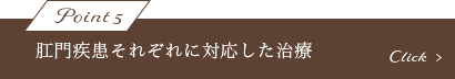 肛門疾患それぞれに対応した治療